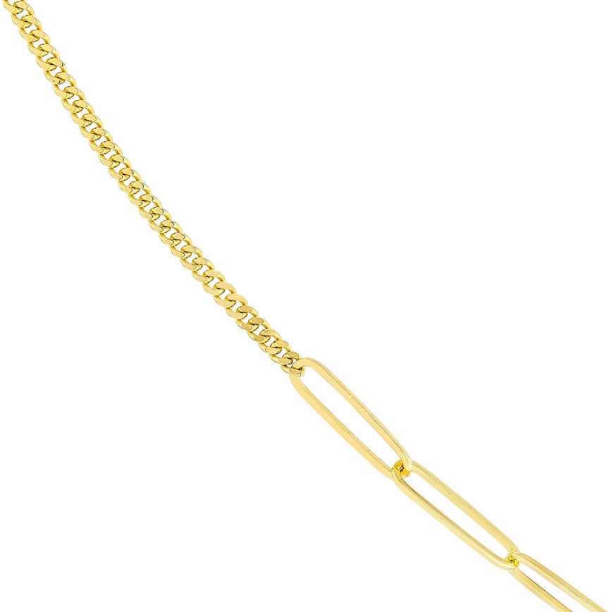 14K Yellow gold Push Lock Necklace Chain