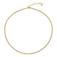 2 CTW yellow gold tennis necklace set in a crown setting 