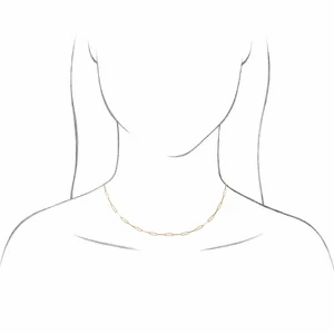 14K yellow gold paperclip necklace on 
