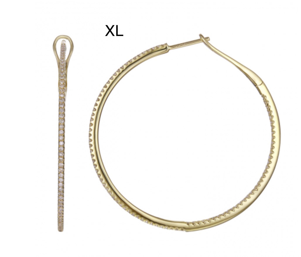 Yellow gold Skinny Diamond Hoops XL