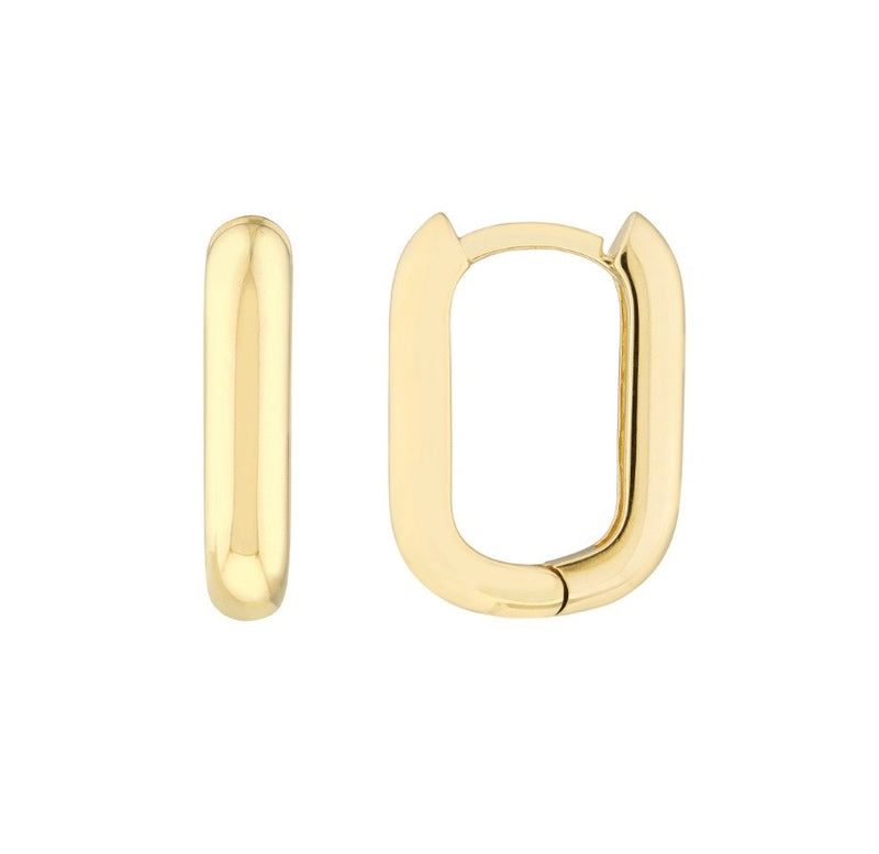 Solid Gold Paperclip Hoop Earrings yellow gold