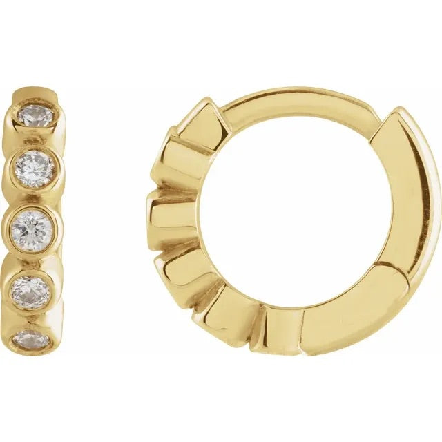 14K yellow gold bezel set diamond earrings 