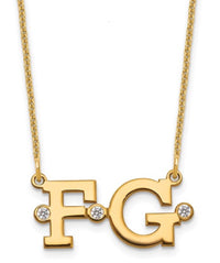 Initial Necklace with Bezel Set Diamonds yellow gold