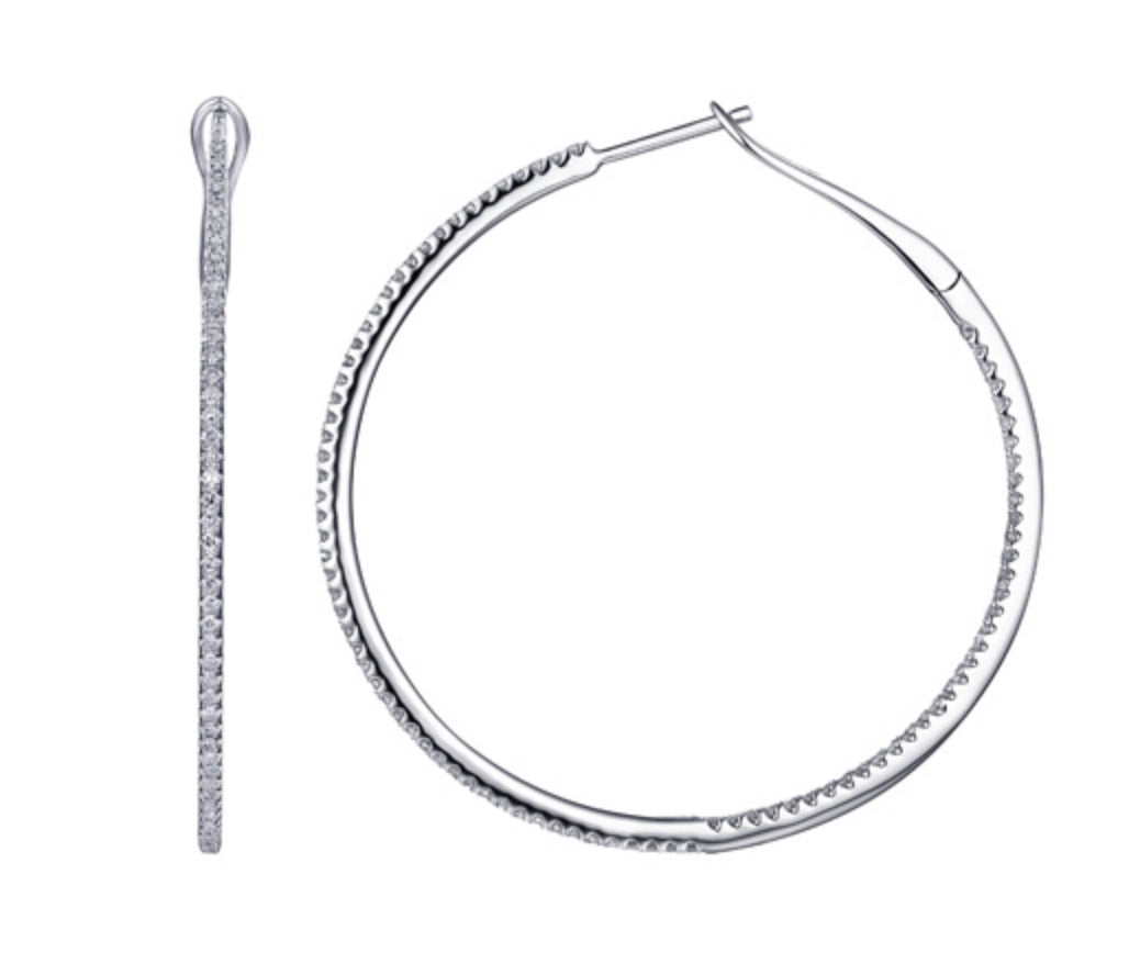 White gold Skinny Diamond Hoops