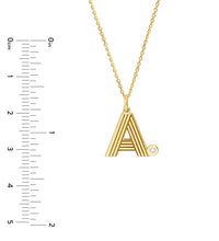 Initial Block Letter Necklace with Diamond yellow gold 