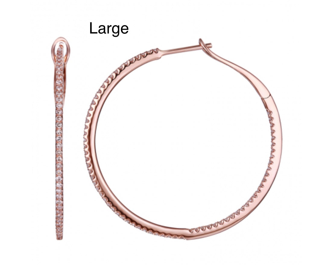 Rose gold Skinny Diamond Hoops