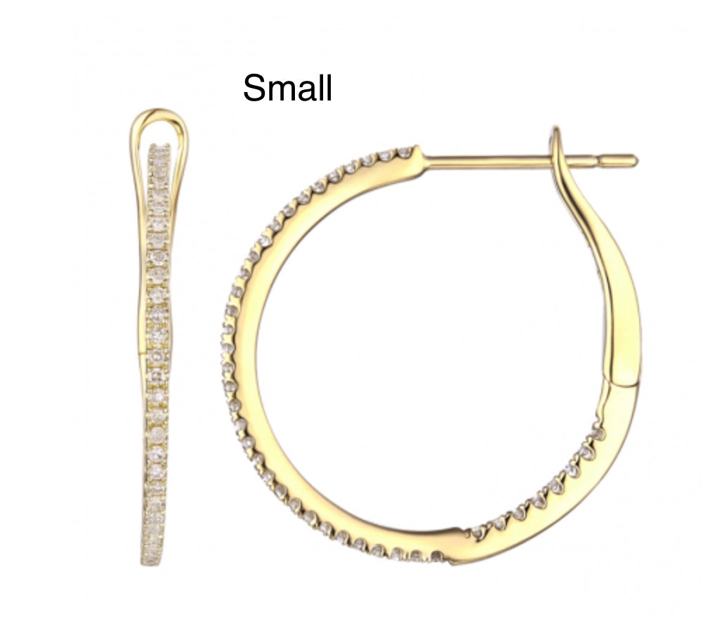 Skinny Diamond Hoops *Various Sizes