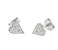 Pave Heart Diamond Stud Earrings white gold