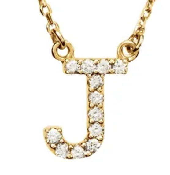 Yellow Gold DIamond Initial Necklace