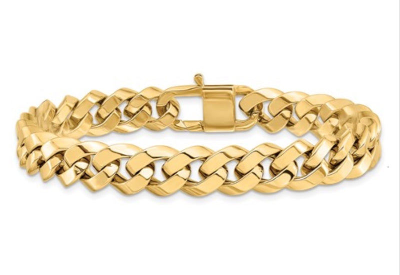 Mens Curb Chain Bracelets yellow gold