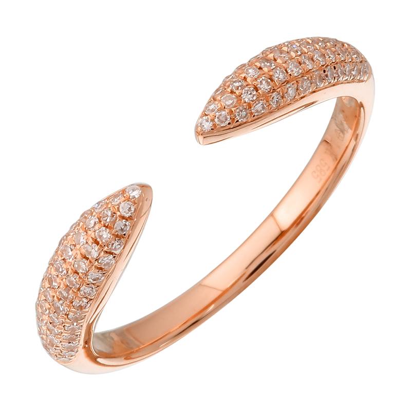 Rose gold Diamond Pave Claw Ring- Small