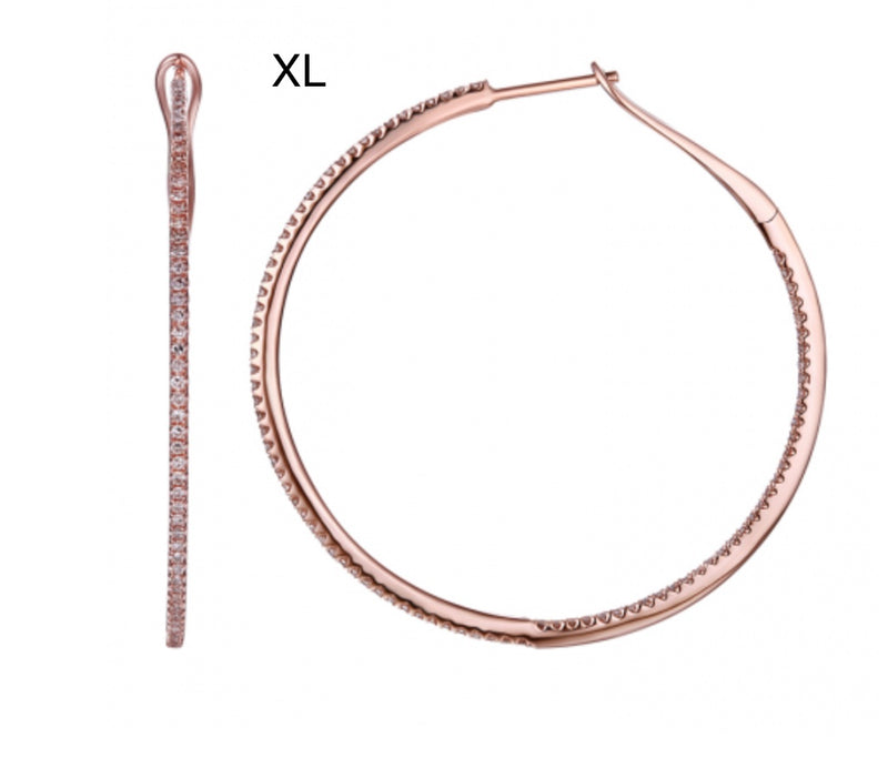 Rose gold Skinny Diamond Hoops XL