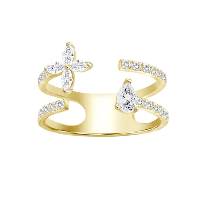 18K Yellow gold ring set with diamonds