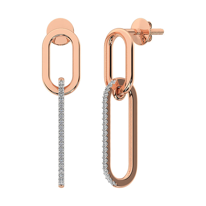 St. Louise House Paperclip Diamond Earrings rose gold