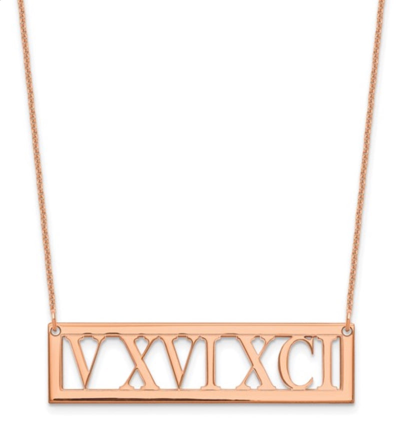 Rose gold Roman Numeral Bar Necklace