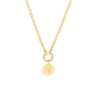 14K Yellow gold Push Lock Necklace Chain with charm