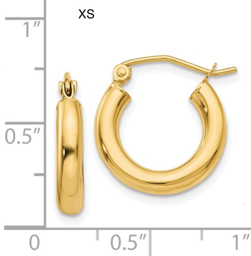 Extra small 14K gold hoop earrings