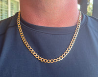 Mens Semi-Solid Curb Chain on yellow gold