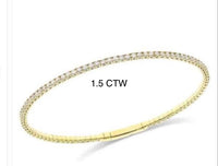 14K yellow gold flexible diamond bangle