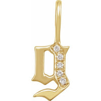 Yellow gold Gothic Initial Pendant