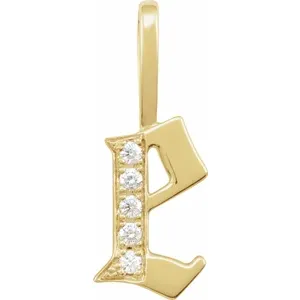 Yellow gold Gothic Initial Pendant