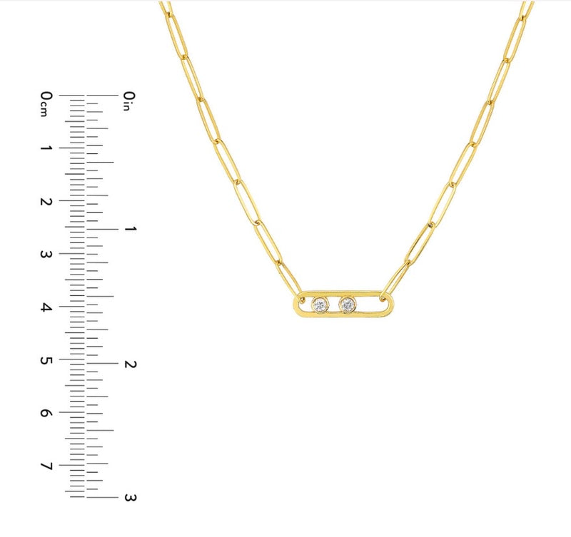 Diamond Paperclip Yellow Gold Necklace