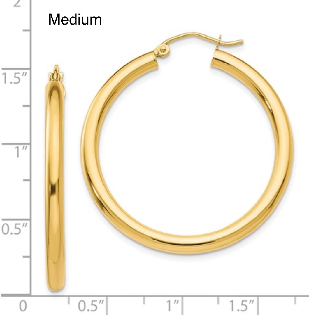 Medium 14K gold hoop earrings