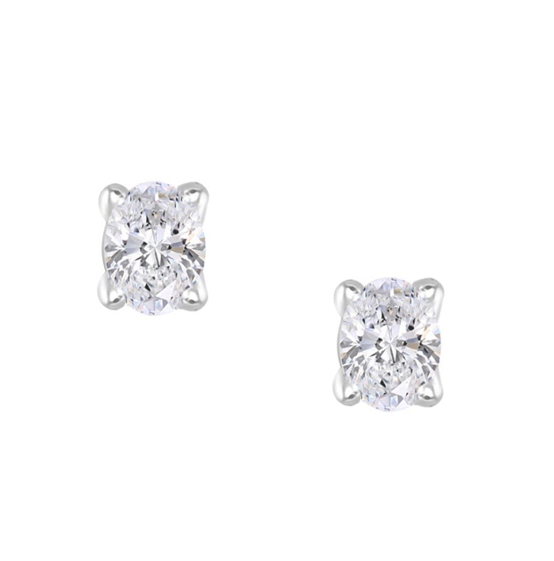 Oval Diamond Stud Earrings 18K white gold