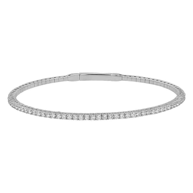 White gold flexible diamond bangle