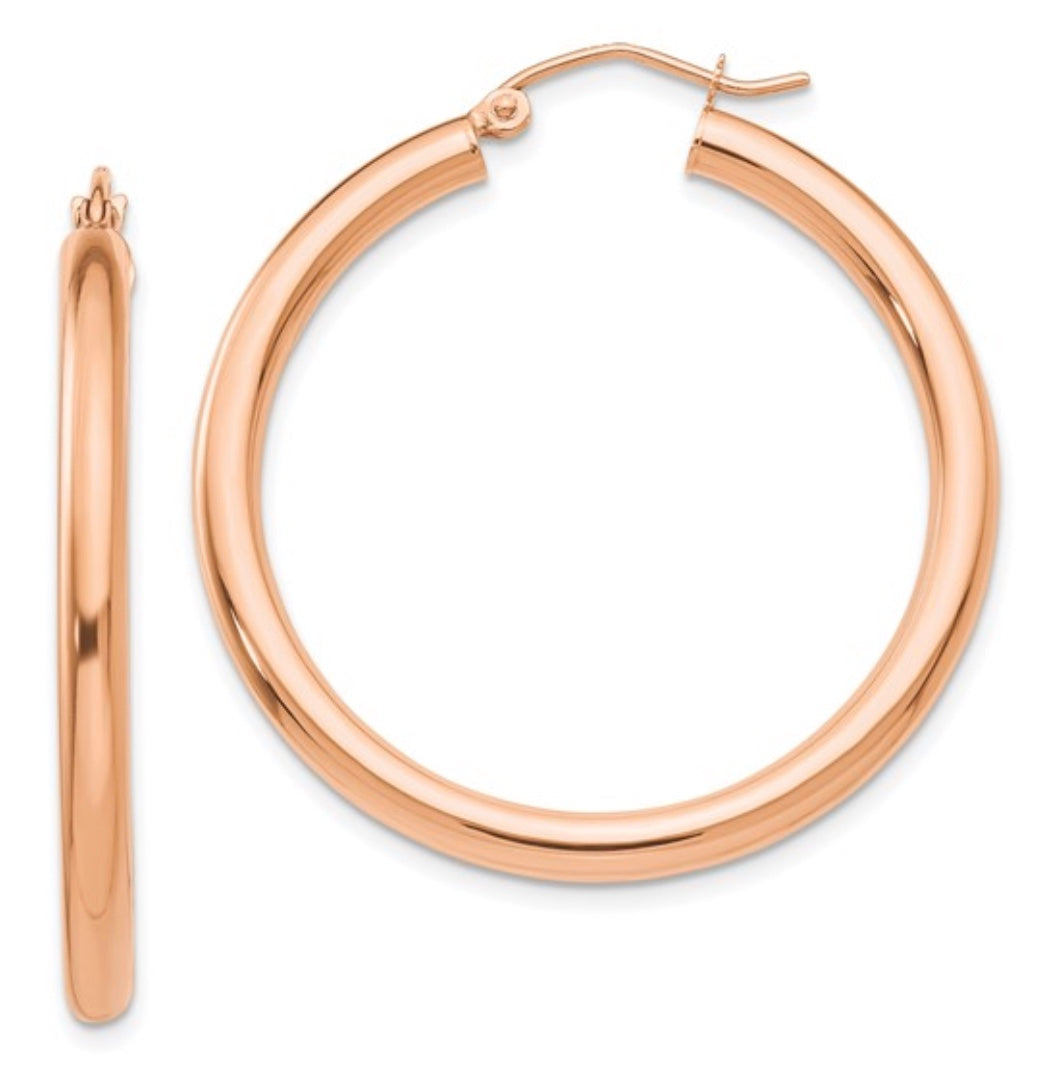 14K rose hoop earrings