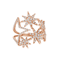 18k rose gold starburst diamond ring