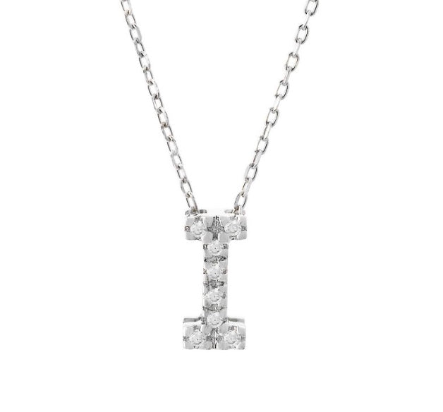 White gold Diamond Micro Initial Necklace