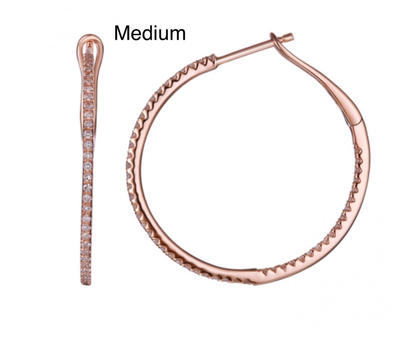 Rose gold Skinny Diamond Hoops M