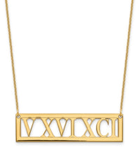 Yellow gold Roman Numeral Bar Necklace
