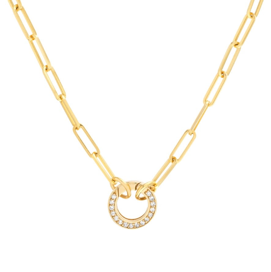 14k yellow gold charm with diamonds on necklace